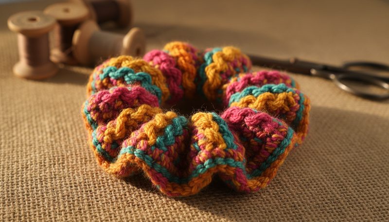 Cách Móc Scrunchie Len Phong Cách Retro