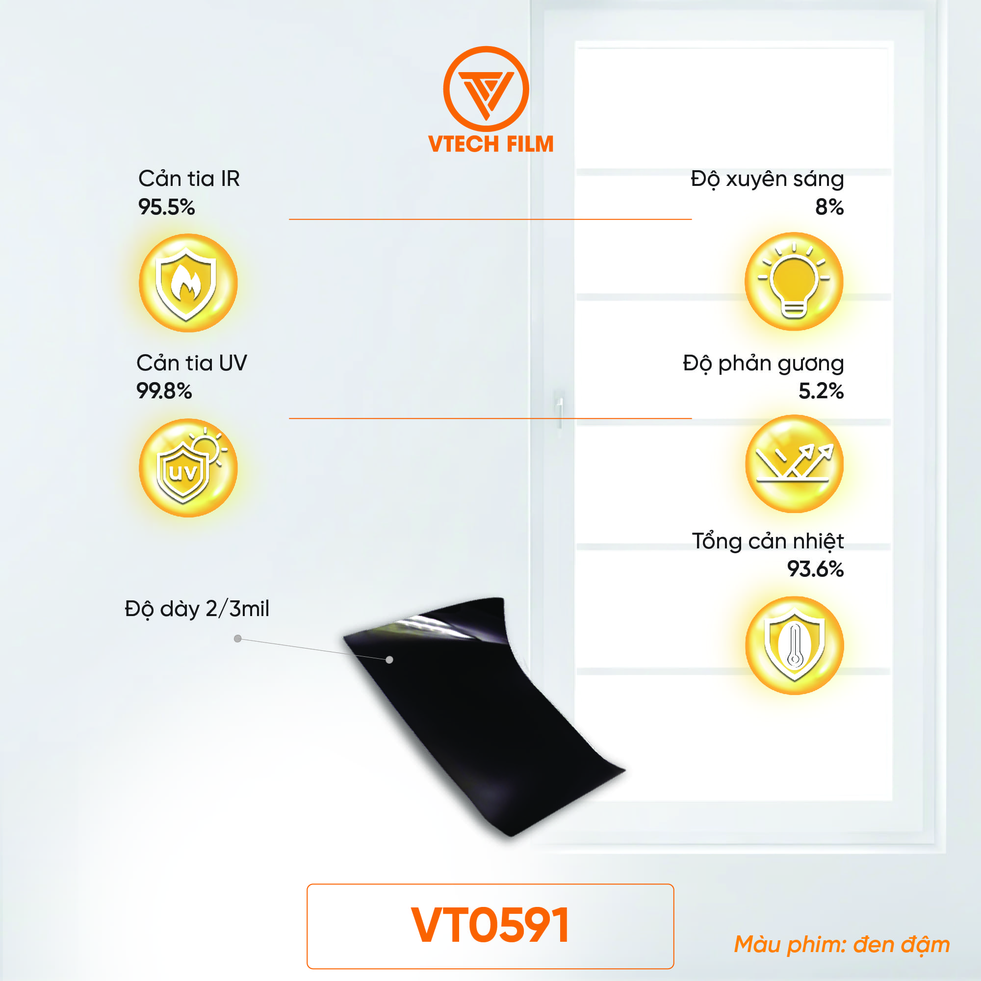 PHIM CÁCH NHIỆT NANO CERAMIC VTECHFILM VT0591