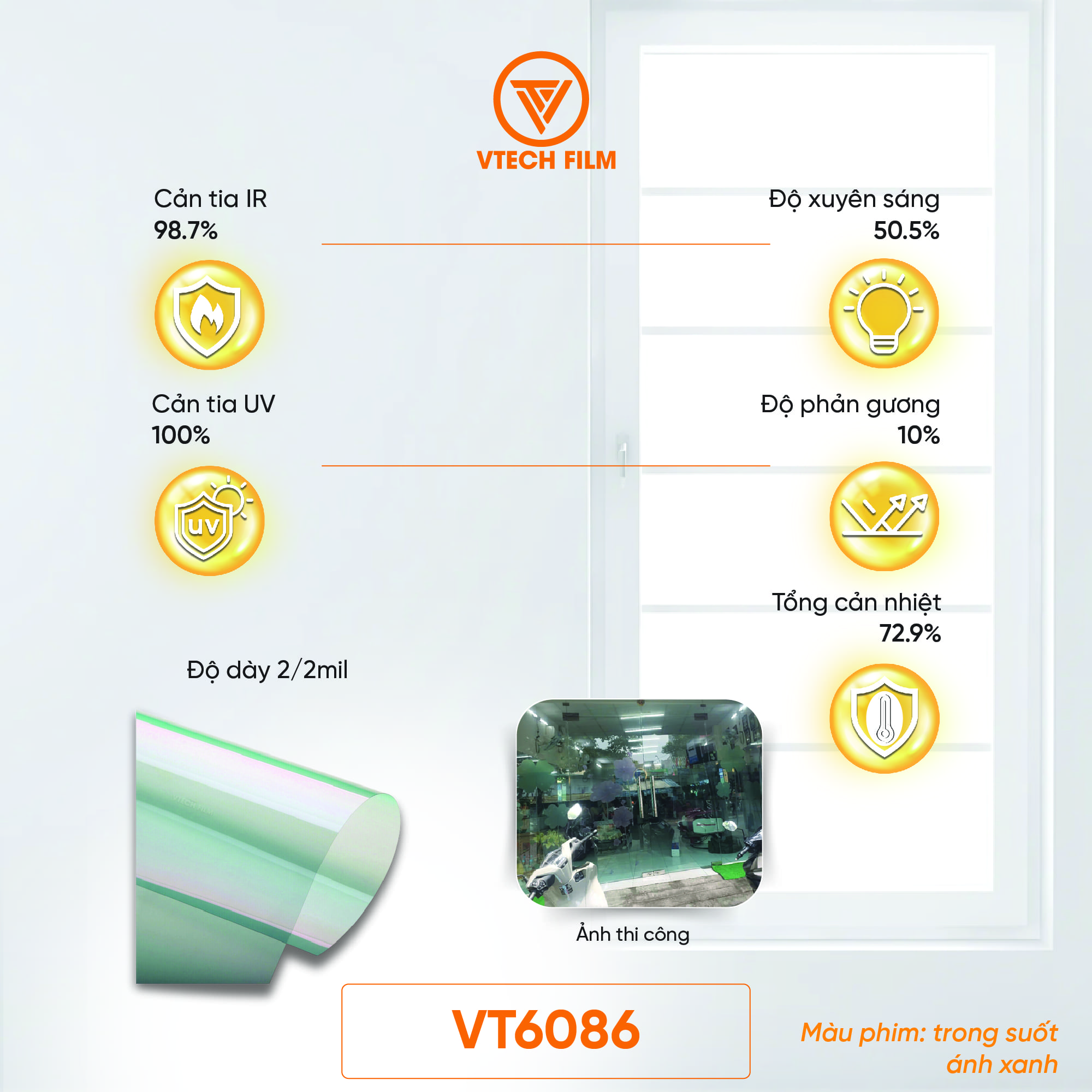 PHIM CÁCH NHIỆT NANO CERAMIC VTECHFILM VT6086
