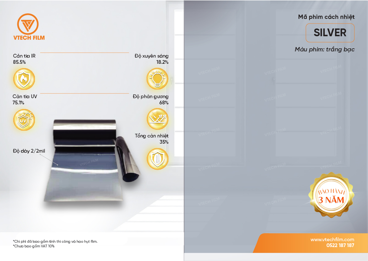 PHIM CÁCH NHIỆT NANO CERAMIC VTECHFILM SILVER - Image 5